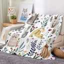 Cat Throw Blanket Floral Flower Blankets Gift for Cat Lover Throw Blanket Cats Themed Flannel Cozy Fuzzy Plush Blankets for Bed Chair Couch 50" X 60"