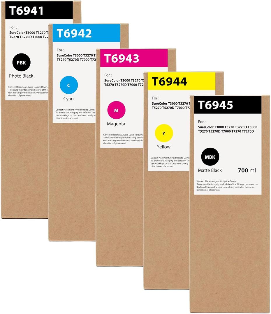 T694 Ink Cartridges Remanufactured T6941 T6942 T6943 T6944 T6945, 700ML