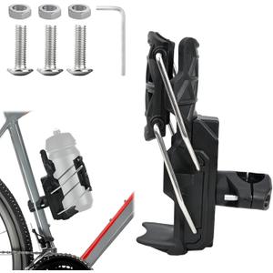 Adaptive Cycling Water Bottle Holder, 360 Rotatable Auto-Clamping Cup Cage, Tool-Free Universal Mount for 2-3" Bottles, Honeycomb Mesh for Mountain/Road Bikes & Motorcycles (Black)