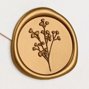 UNIQOOO Wax Seal Stickers - Babys Breath Wedding Invitation Envelope Seal Stickers, Botanical 50 Pcs Self- Adhesive Antique Gold Stickers, Perfect for Invitation, Gift Wrapping, Crafts (Antique Gold)