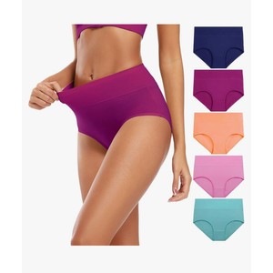 Molasus Women's Cotton Underwear High Waisted Full Coverage Ladies Panties, L