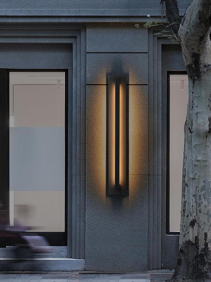 31.5 inch Long Modern Outdoor LED Wall Lights, Black Led Porch Light Wall Mount, 11W Large Exterior Lighting Fixture, 3000K Waterproof Outside Wall Sconce for House, Patio, Yard (31.5")