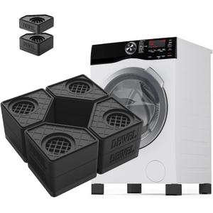 SEISSO Anti Vibration Pads for Washing Machine Support, Pedestal for Washer and Dryer with 1100 lbs Weight Capacity, Double Heighten Washing Machine Foot Pads for Anti Slip Protect Laundry Room Floor (Black)