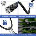 Fulifix 160FT 1/8" Black Stainless Steel Cable, 7x7 Strands Wire Rope, 1950 lb Breaking Strength, Aircraft Cable with Cutter for Indoor/Outdoor Coastal Stair Fence & Balustrades