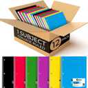 Rosmonde Spiral Notebook, 12 Pack, 1 Subject, College Ruled, 70 Sheets, 8 x 10-1/2", 3 Hole Punched, Bulk College Ruled Notebooks for School, Single Subject Spiral Notebook Bulk, Assorted Colors
