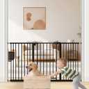 Keny 29"-55" Extra Wide Baby Gate, Pressure Mounted No Drilling Dog Gate for Stairs Doorways, Easy Walk Through Safety Gate for Babies or Pets, 30" Tall, Black