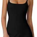 Quinsen Women's Summer Casual Tennis Workout Spaghetti Strap Backless Mini Dress with Shorts, Large
