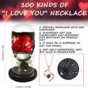 Gift for Her Forever Flower Bouquet for Delivery Prime Preserved Red Roses Glass Dome LED Light 100 Languages I LOVE YOU Necklace Mothers Day Birthday Romantic Valentines Gift for Wife Women Mom