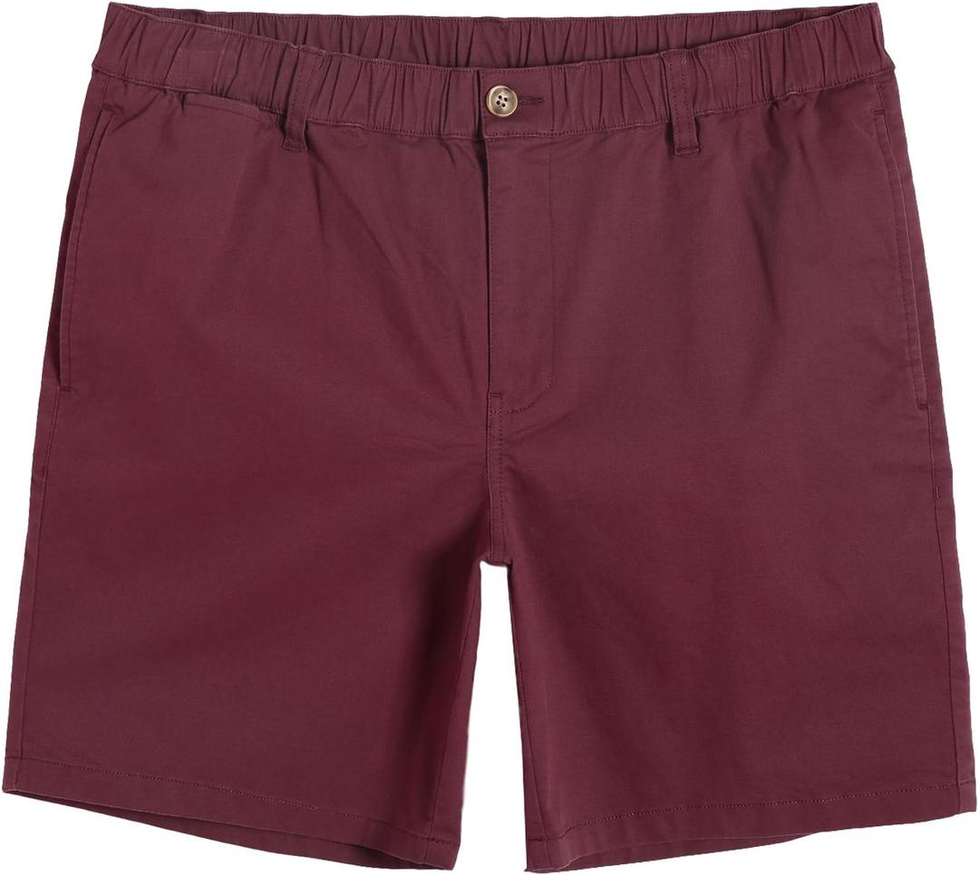 maamgic Men's Classic-fit 7" Cotton Casual Shorts Elastic Waistband with Multi-Pocket Daily Wear Walking Summer Outfit Size 30
