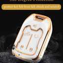 for Chevy Silverado GMC Sierra Key Fob Cover with Keychain, Premium Soft TPU Full Cover Protection Key Fob Case Remote Key Holder 5 Buttons (Ivory)