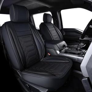RISINGSTAR Silverado Sierra Faux Leather Seat Covers, Fit for 2019-2025 Chevy Silverado GMC Sierra 1500 and 2020-2025 2500HD 3500HD Crew Cab(Full Set, Black)