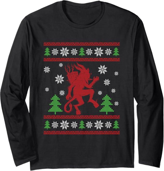 Ugly Christmas Style Gothic Krampus Design for a Krampus fan Long Sleeve T-Shirt (X-Large)