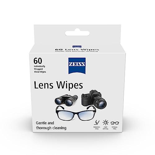 ZEISS Lens Cleaning Wipes, Pre-Moistened, Individually Wrapped Wipes for Coated Glass on Binoculars, Glasses, Sunglasses, Camera Lenses, and Scopes, 60 Count 2 Pack
