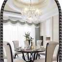 JIINGYO Arched Mirror for Wall, 22"x30" Black Arch Bathroom Vanity Mirror, Metal Floral Frame Decorative Arch Wall Mirror, Matte Black Arched Mirror for Washroom, Bedroom, Entryway, Living Room