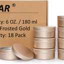 6 Oz Aluminum Metal Tin 18 Pack Can Tins Empty Screw Top Spice Tins Aluminum Containers with Lids(Frosted Gold)