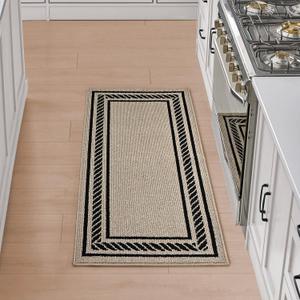 Nautica Runner Rug | Indoor Runners for Hallways and Entry Rugs| Non-Slip and Non-Skid Entry and Kitchen Door Mat| Machine Washable Entryway Carpet Rugs |2'2" x 6'| Rope Border Natural Twist