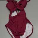 Eomenie Women's One Piece Swimsuits Tummy Control Cutout High Waisted Bathing Suit Wrap Tie Back 1 Piece Swimsuit (Medium, Wine Red)