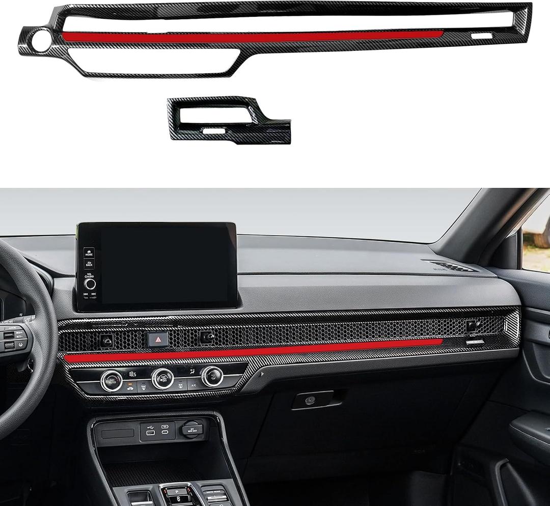 Car Dashboard A/C Air Outlet Vent Decals for 2023 2024 2025 2026 Honda CR-V Accessories CRV ABS Carbon Fiber Stickers, Black Red