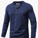 EKLENTSON Men's Henley Shirts Long Sleeve Cotton Lightweight Pullover Shirt Casual Fashion Button T-Shirt Basic Tee Tops, Navy, Extra Large 