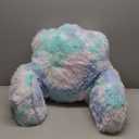 Reading Pillow for Bed Adult - Faux Fur Backrest Pillow with Arms, Ergonomic Back Rest Pillow for Sitting Up in Bed, Extra Fluffy Sit Up Pillow, Students, Teens, Kids Study Pillow, Xmas Gift (Aqua Blue)