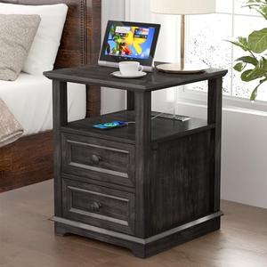REDAYFUR 24" Tall Nightstand with Charging Station, Double 18W Fast Charge End Table, Large 18” Bedside Table with Drawers,Rustic Wood Storage Cabinet with Open Shelf for Bedroom,Olive Brown REDAYFUR 24" Tall Nightstand with Charging Station, Double 18W Fast Charge End Table, Large 18” Bedside Table with Drawers,Rustic Wood Storage Cabinet with Open Shelf for Bedroom,Olive Brown