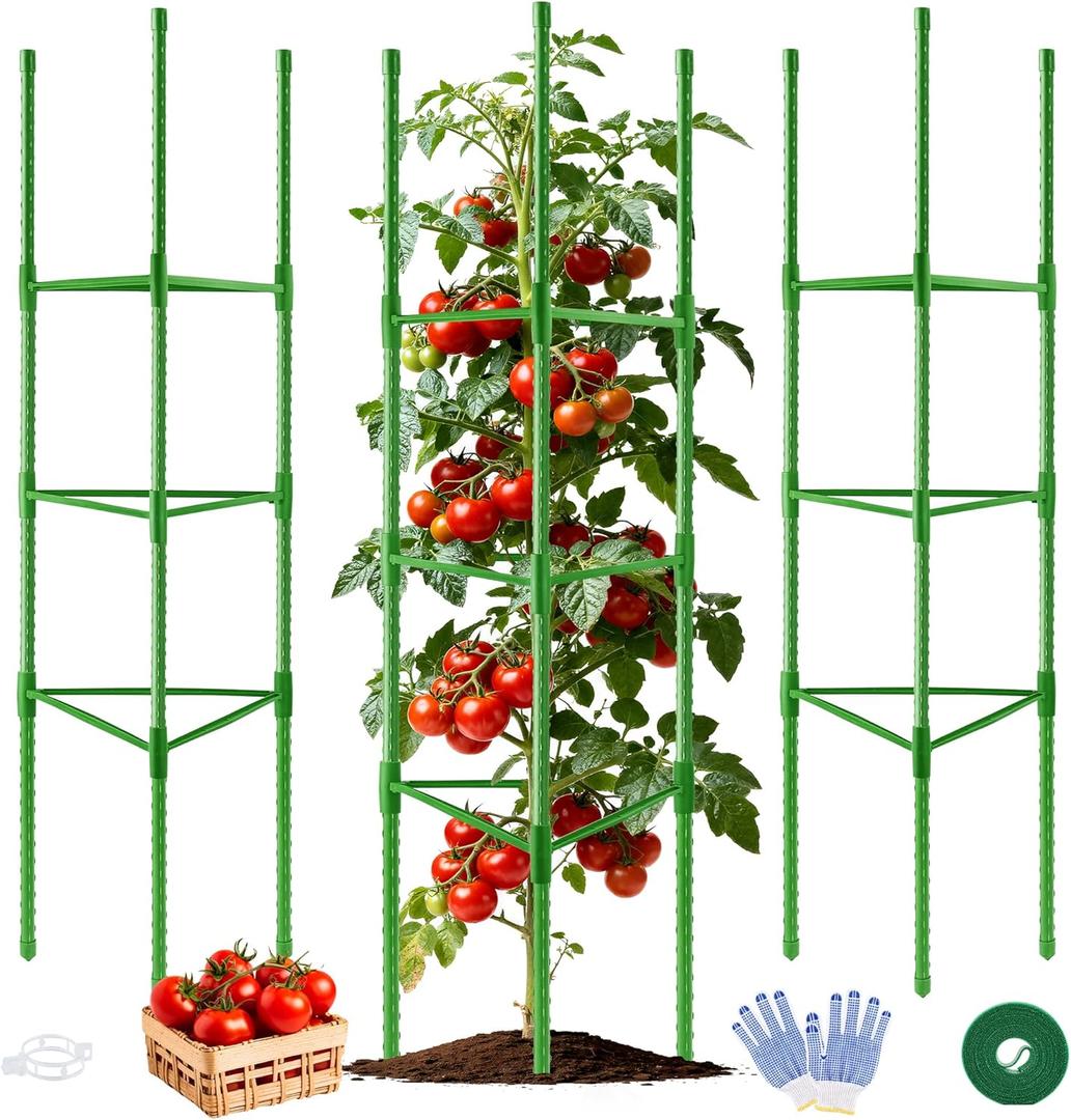 WAENLIR 3 Pack Tomato Cages for Garden, Up to 51 Inch Tomato Trellis for Raised Garden Bed, Plant Stakes for Pots, Durable Tomato Plant Support Garden Stakes for Climbing Plants