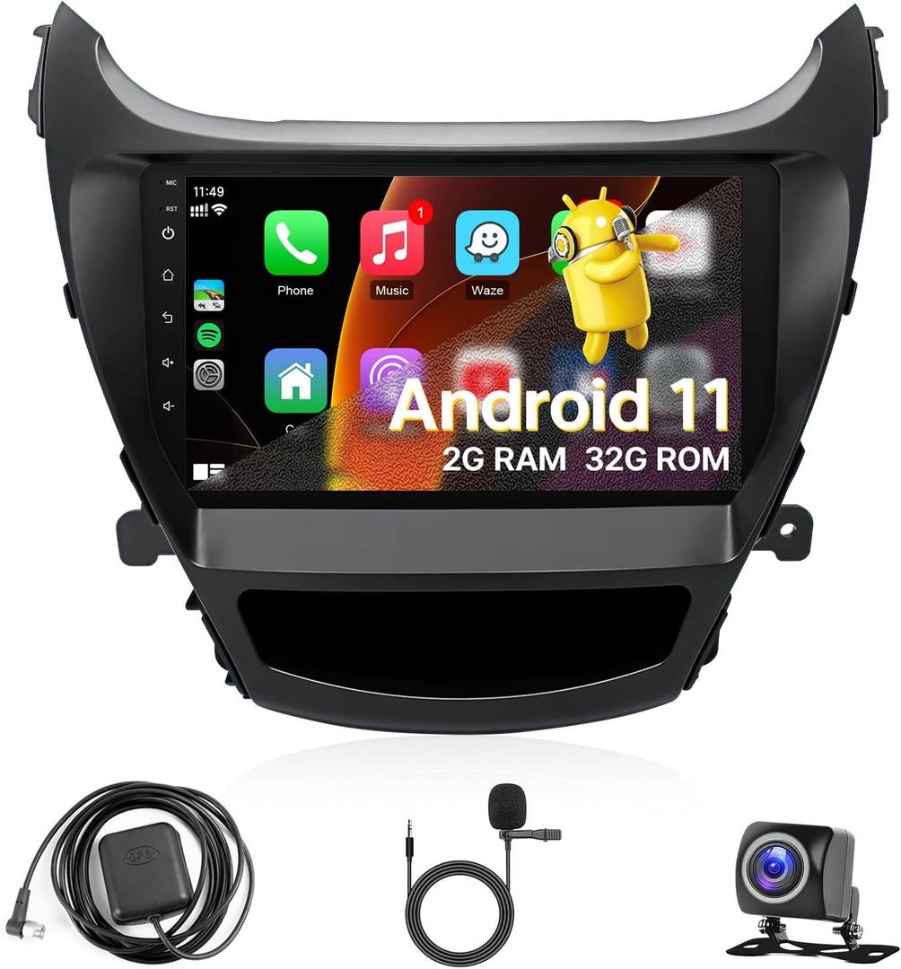 2+32GB Car Radio Stereo for Hyundai Elantra 2014 2015 2016 with CarPlay Android Auto, KuTaiTai 9" IPS Touch Screen for Hyundai Elantra Head Unit Radio with GPS/BT/WiFi/FM/SWC/Hi-Fi/MIC/Backup Camera