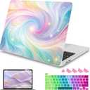 Mektron Case for MacBook Pro 16 Inch A2141 Cover 2019 Release 16" with Liquid Retina Display/Touch ID, Plastic Hard Shell with Keyboard Skin & Screen Protector & Dust Plug, Colors Swirls