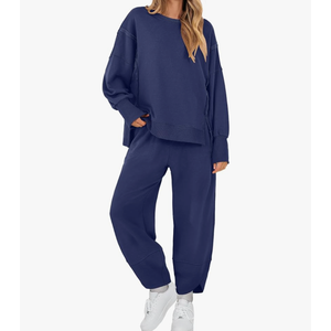 ANRABESS Womens 2 Piece Outfits Sweatsuits Oversized Sweatshirts Barrel Pants Matching Lounge Sets 2025 Fall Travel Clothes XL