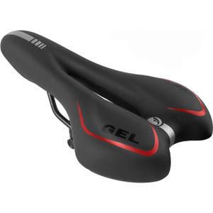 MSDADA Gel Bike Seat Bicycle Saddle, Bike Saddle for Men & Women, Waterproof Bicycle Seat Comfortable Soft Cushion for Road Bike, Cruiser, Mountain Bike, Exercise Bike, City Bikes (Small, red)