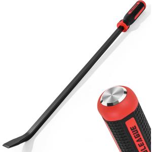 TOOLEAGUE 25" Angled Tip Handled Pry Bar with Striking Cap, Curved Pry Bar