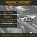 Dasbecan Halogen Headlight Assembly Compatible With Ford Focus 3rd Gen 2015-2018 w/o LED DRL Left Driver Side Chrome Headlamp Replaces# F1EZ13008GT FO2502339