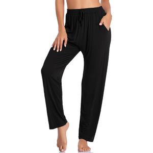 OLIKEME Womens Yoga Pants Loose Comfy Casual Lounge Pants Wide Leg Running Pants Lightweight Workout Pants with Pockets (M, Black)