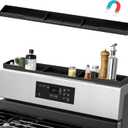 AWOKE Stove Top Shelf 30 Inch - Silicone Material Magnetic Shelf for Stove - 3 Functional Partitions Kitchen Spice Rack Organizer-Black,Kitchen Gadgets Storage Organization (30" Standard Size)