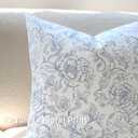 Juto 100% Cotton French Country Floral Throw Pillow Covers, Blue White 20x20 inch Farmhouse Chinoiserie Decorative Cushion Covers for Couch Bed Living Room, Pack of 2