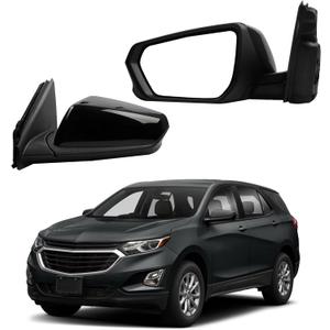 Dasbecan Left Driver Side Mirror Compatible With 2018-2023 Chevy Equinox GMC Terrain Rearview Mirror with Heated Glass/Power Adjustment Glass/Manual Folding Replace# GM1320560 (5Pin) Black
