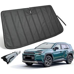 Thickened Windshield Sun Shade for 2019-2026 Toyota RAV4/RAV4 Prime | Accordion Front Window Sunshade Aluminum Reflective UV Protection Shield, Foldable Sun Visor with Storage Bag Car Accessories