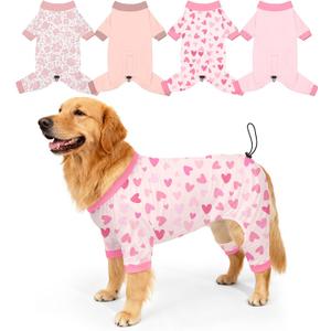 Bienbee Dog Pajamas, 4 Pack Dog Recovery Suit Shedding Suit Cute Soft Puppy Clothes Dogs Pjs Onesies Jammies Adjustable Breathable & Stretchy Clothes for Small Medium Large Dogs Girl Boy Puppy-3XL