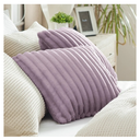 Bedsure Throw Pillow Covers - Pack of 2, 18x18 Pillow Cover, Soft, Cozy, Fluffy, Striped Design, Home Decor for Sofa, Couch, Bed, Light Purple