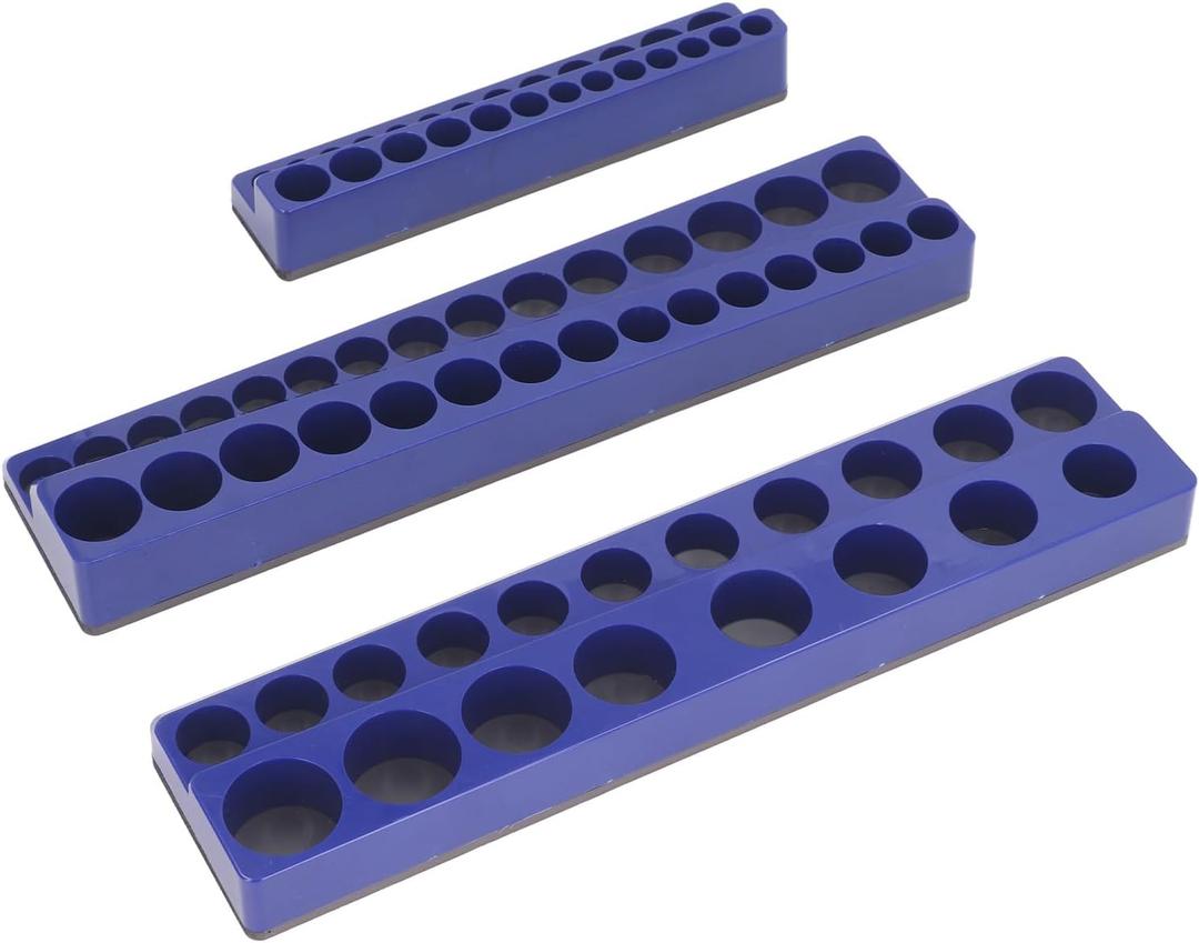Magnetic Socket Organizer Socket Holder Set Holds 75 Sockets 1/4in 3/8in 1/2in Drive ABS Plastic Material Compatible with Various Sockets