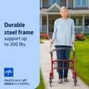 Medline Steel Rollator Walker with 8 Inch Wheels, Folding Rolling Walker, Adjustable Arms, Supports 300 lbs, Red