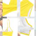 ZAFUL Women High Waisted Bikini Sets Two Piece Swimsuit Push Up Twist Front Ruched Bathing Suit (Yellow)