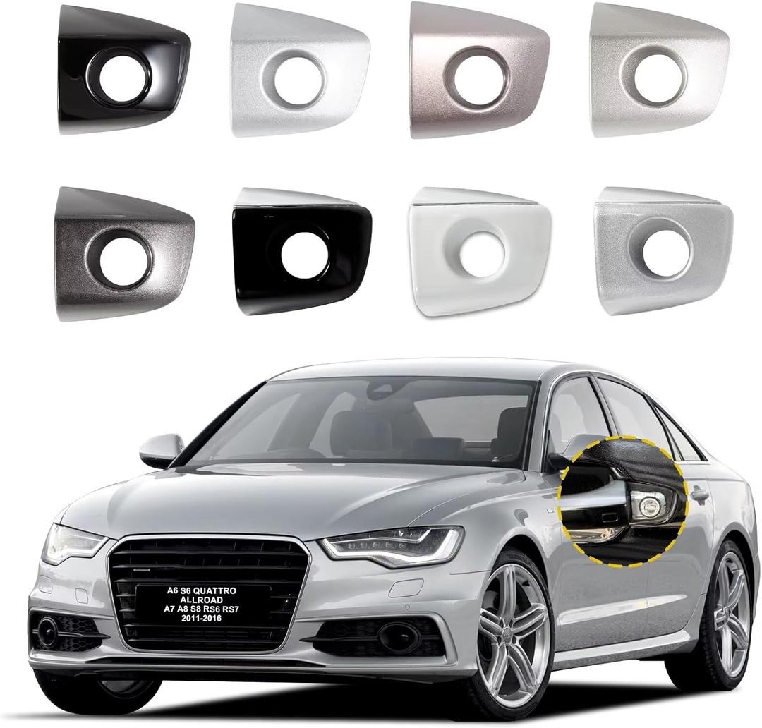 Car Door Handle Cover Cap Compatible with Audi A6 S6 Quattro Allroad A7 A8 S8 RS6 RS7 2011-2016 4H1837879 Door Handle Key Cover Door Handle Accessories Front Left Side Silver with Electroplate