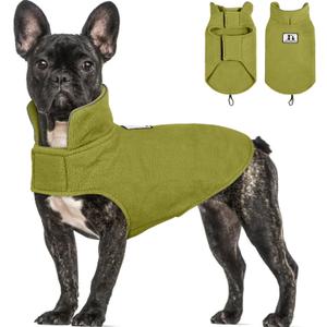 DENTRUN Reversible Dog Coat - Windproof Polar Fleece Vest with Reflective Neck Strips, Hook & Loop Closures, Sleeveless Cold Weather Jacket for Small Dogs (XS, Tiny Dogs Gear) (Green)
