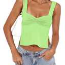 Crop Tank Tops for Women Trendy, Sleeveless Sexy Top Women Summer Bustier Going Out Tops Sweetheart Neck Double Layered Tops（Green，Small） (S)