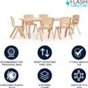 Flash Furniture Kids 47.25x23.6 in Activity Table with 6 Chairs, Natural