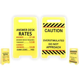 White Elephant Christmas Gifts- Caution Overstimulated Desk Sign, Funny Sticky Note Holder for Office Dcor, Stress Relief Office Prank Gift for Boss and Coworkers (combination2)