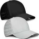 Shyyween 2 Pcs Oversize Baseball Cap Quick Dry Waterproof Mesh Sports Hat Adjustable Big Heads for Golf Running Workout