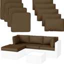 9 Pack Patio Cushion Covers Outdoor Patio Cushions Covers Replacement Waterproof with Zipper for 5 Pcs Patio Furniture Set, Covers Only, Chocolate