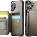 Vinich for iPhone 16 Plus 6.7" Wallet Case with Card Holder, RFID Blocking Credit Slots Kickstand Shockproof Phone Cover for Women Men, Gray